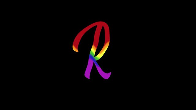 Waving Letter R with Rainbow inside with alpha channel animated motion graphics