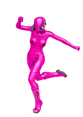 cyber soldier female running side view