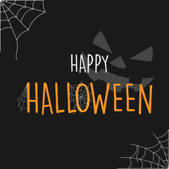 Happy Halloween scary cartoon  black background, vector illustration
