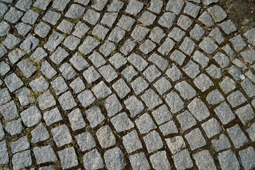 Gray cobblestone artistically laid in a park in Bavaria