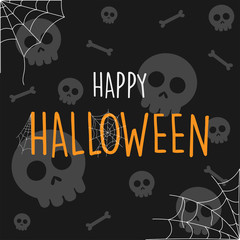 Happy Halloween cartoon skeletons background, vector illustration