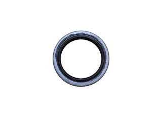 New car crankshaft oil seal on an isolated white background. Spare parts.