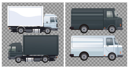 trucks and vans black and white colors branding mockup