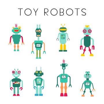 Toy robots - vector robot collection