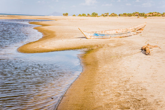 East Africa, Kenya. Omo River Basin, Lake Turkana Basin, west shore of Lake Turkana, Lobolo Camp beach.