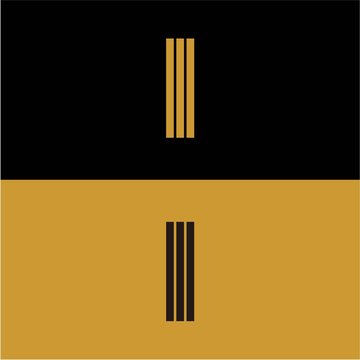Initial I letter monogram linear pattern, gold and black parallel lines creative geometric shapes, simple minimalist style identity signs, trendy wedding emblems, logos and more.