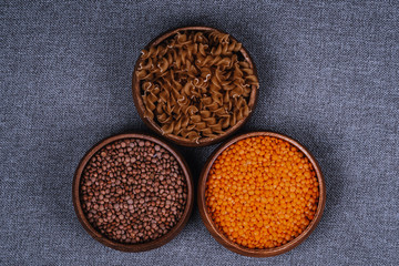 legumes on gray background