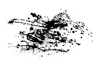 Vector black and white background with ink splash, blot and brush stroke, spot, spray, smudge, spatter, splatter, drip, drop, ink blob Grunge textured elements for design background. Blast burst shape