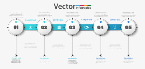 Business infographic template with 5 steps or options for diagram, workflow, timeline, web design 