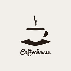 Coffee cup logo on white and black background