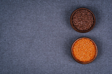 Legumes on a gray background