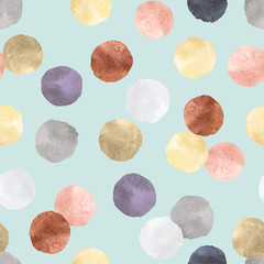 Seamless pattern with watercolor round brush strokes. Pastel colors.