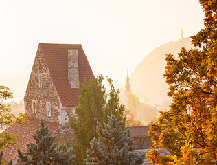 View on Budapest in sunset in autumn