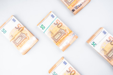 Obraz na płótnie Canvas stack of euros banknotes