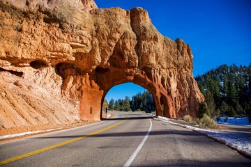 rock arch over road