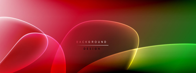 Vector abstract background - liquid bubble shapes on fluid gradient with shadows and light effects. Shiny design template for text