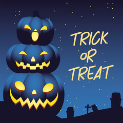 trick or treat poster with pumpkins