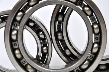 Roller bearings on a white background.