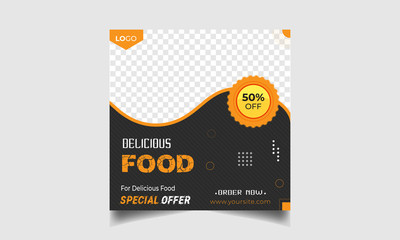 Fototapeta premium Delicious Food Banner Social Media Post Design