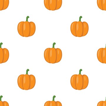 Seamless pattern with cute and bright pumpkins on a white background. Print for bed linen and fabrics, wrapping paper and wallpaper.
 Stock vector illustration for decoration and design.