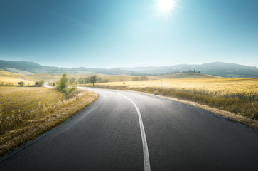 asphalt road in Tuscany Italy