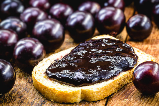 jabuticaba jelly, organic, homemade, with exotic Brazilian fruit. The jaboticaba (or jabuticaba) is a common fruit from south america.