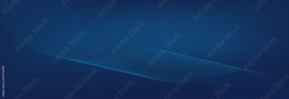 Wall mural dynamic particles sound wave. lights lines vector abstract background. wave shaped glowing dots. cur
