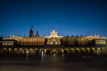 Sukiennice in Cracow at night, Poland