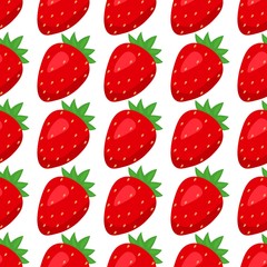 
Seamless pattern with bright and juicy red strawberries on a white background. Print for bed linen and fabrics, wrapping paper and wallpaper.
 Stock vector illustration for decoration and design.