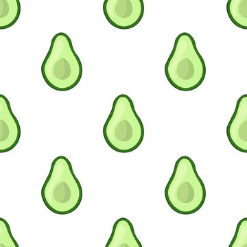 
Seamless pattern with bright green avocado halves on a white background. Print for bed linen and fabrics, wrapping paper and wallpaper.
 Stock vector illustration for decoration and design.