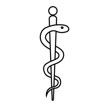 Medical sign snake icon. Hospital ambulance glyph style pictogram