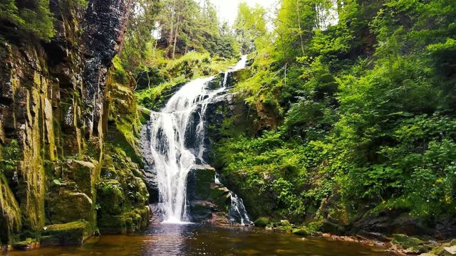 Still footage of Kamienczyk Waterfall (Wodospad Kamienczyka) in Sudetes mountains near Szklarska Poreba, Poland