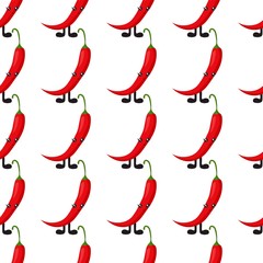 Seamless pattern with bright red hot chili peppers with eyes and legs on a white background. Print for bed linen and fabrics, wrapping paper and wallpaper.
Stock vector illustration for decoration