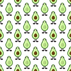Seamless pattern with bright halves of avocado with eyes and legs on a white background. Print for bed linen and fabrics, wrapping paper and wallpaper.
Stock vector illustration for decoration