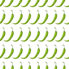 Seamless pattern with bright green hot chili peppers with cute eyes on a white background. Vegetable print print for bed linen and fabrics, wrapping paper and wallpaper.
Stock vector illustration