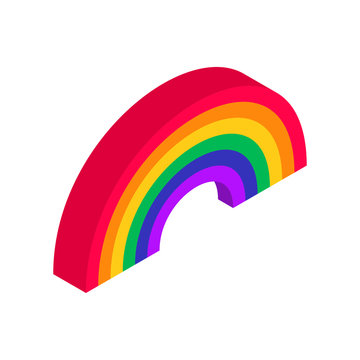 Rainbow isometric icon on white background. Vector