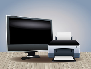 printer hardware machine and monitor computer devices