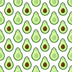 Seamless pattern with bright halves of avocado with cute eyes on a white background. Fruit print print for bed linen and fabrics, wrapping paper and wallpaper.
Stock vector illustration for decoration