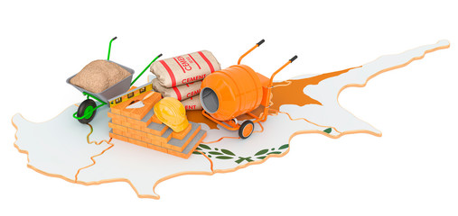 Construction and Building Materials in Cyprus concept, 3D rendering