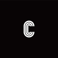 Initial C letter with monogram line style logo template vector