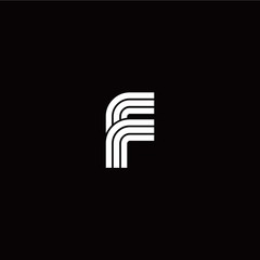 Initial F letter with monogram line style logo template vector