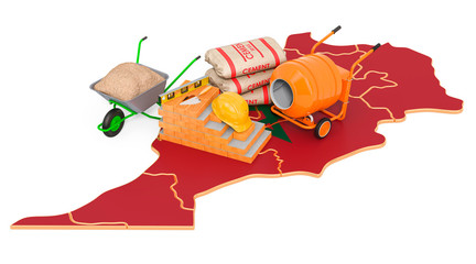 Construction and Building Materials in Morocco concept, 3D rendering