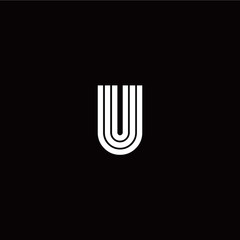Initial U letter with monogram line style logo template vector