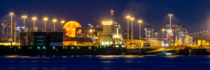 Hamburger Hafen - Mondaufgang 