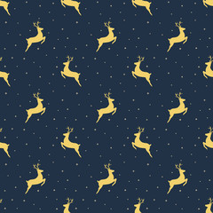 Christmas seamless pattern with reindeer. Vector illustration.