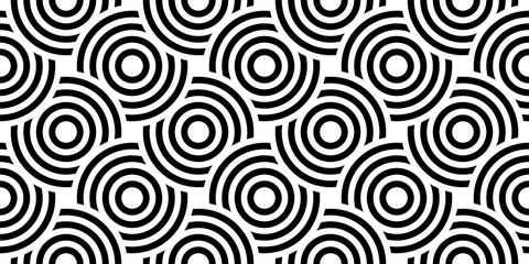 Vector seamless pattern with bold striped circles. Stylish geometric texture. Modern abstract background.