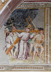 Cristo sale al Calvario; affresco nella chiesa di San Cipriano a Sarentino (Bolzano)