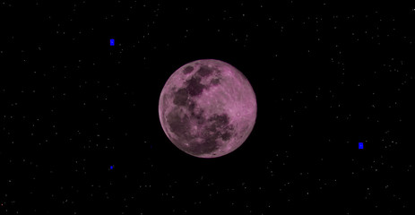 super pink moon april with starry background