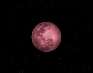 super pink moon april with starry background
