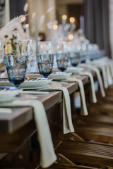 blue and gold boho wedding decor